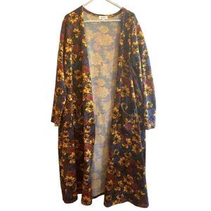 Lularoe Sarah duster long cardigan floral size XL